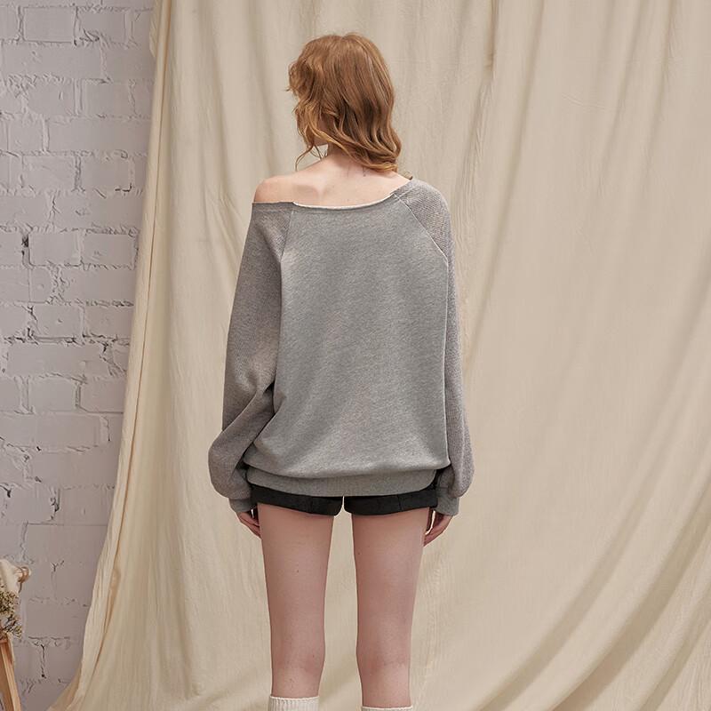 UNIFREE Women's Loose Fit Off-Shoulder Terry Sweatshirt