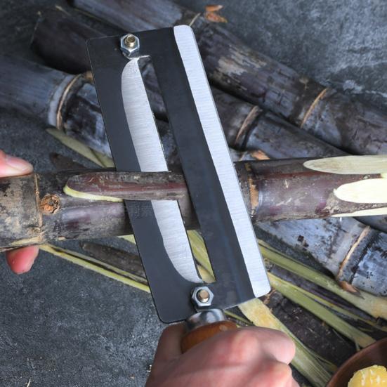 Škrabka na cukrovou třtinu a ananas s dřevěnou rukojetí z vysoce uhlíkové oceli Zeleninová a ovocná škrabka pro silné slupky Ergonomická Nerezová Nezbytnost do kuchyně
