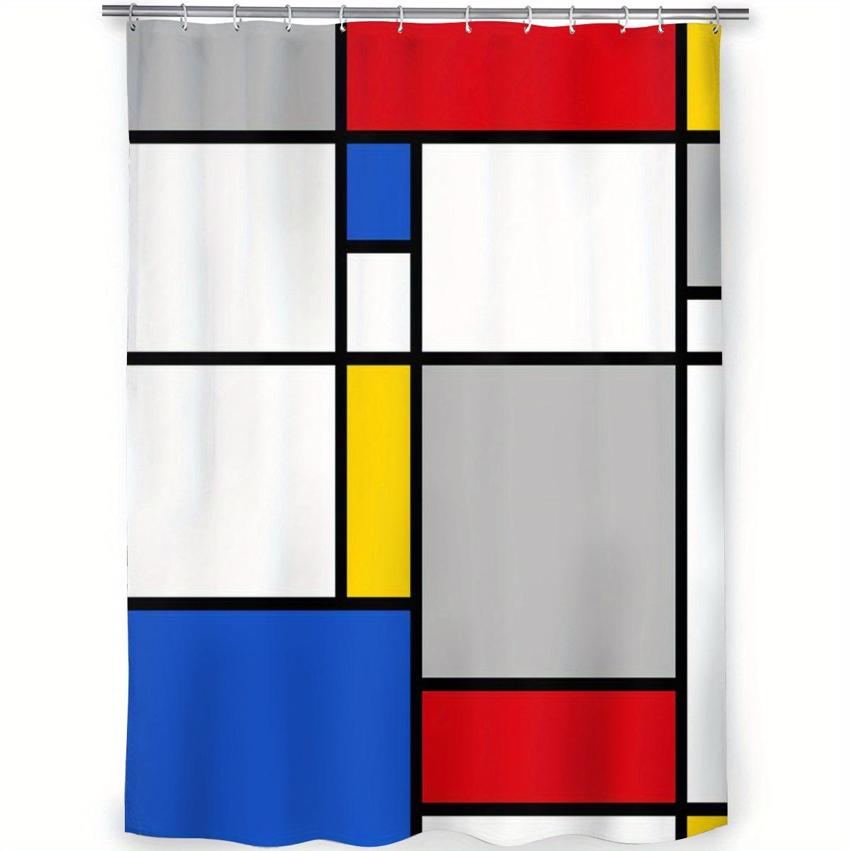 

Modern Geometric Shower Curtain – Bold Primary Colors & Clean Lines, Abstract Art Design, 70x70in, Polyester, Includes Hooks 90x180cm35x71in