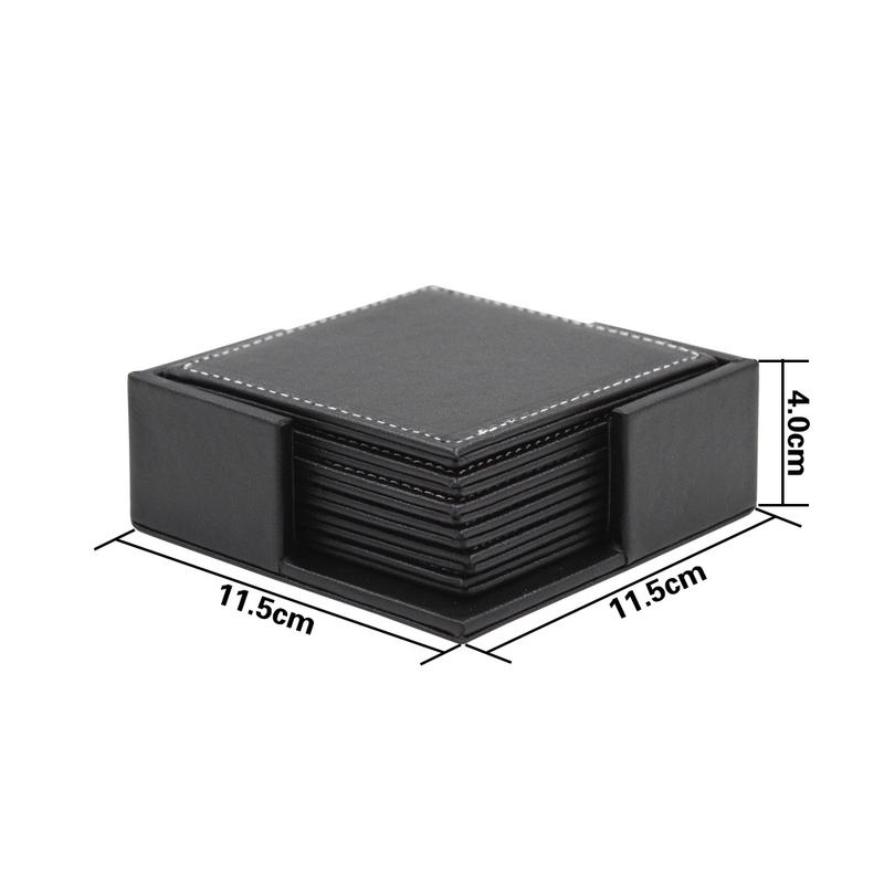 6pcs/set Leather Heat Insulation Coasters Tea Square Leather Tea Coffee Cup Pad Desk Decor