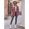 Women Oversized Plaid Flannel Hooded Long Sleeve Casual Shirt Jacket