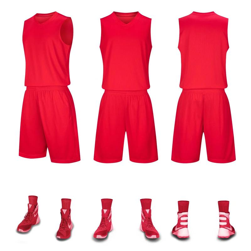 Solid color basketball jersey set Men's and children's adult light board competition training team jersey Quick-drying sweat-absorbing breathable 