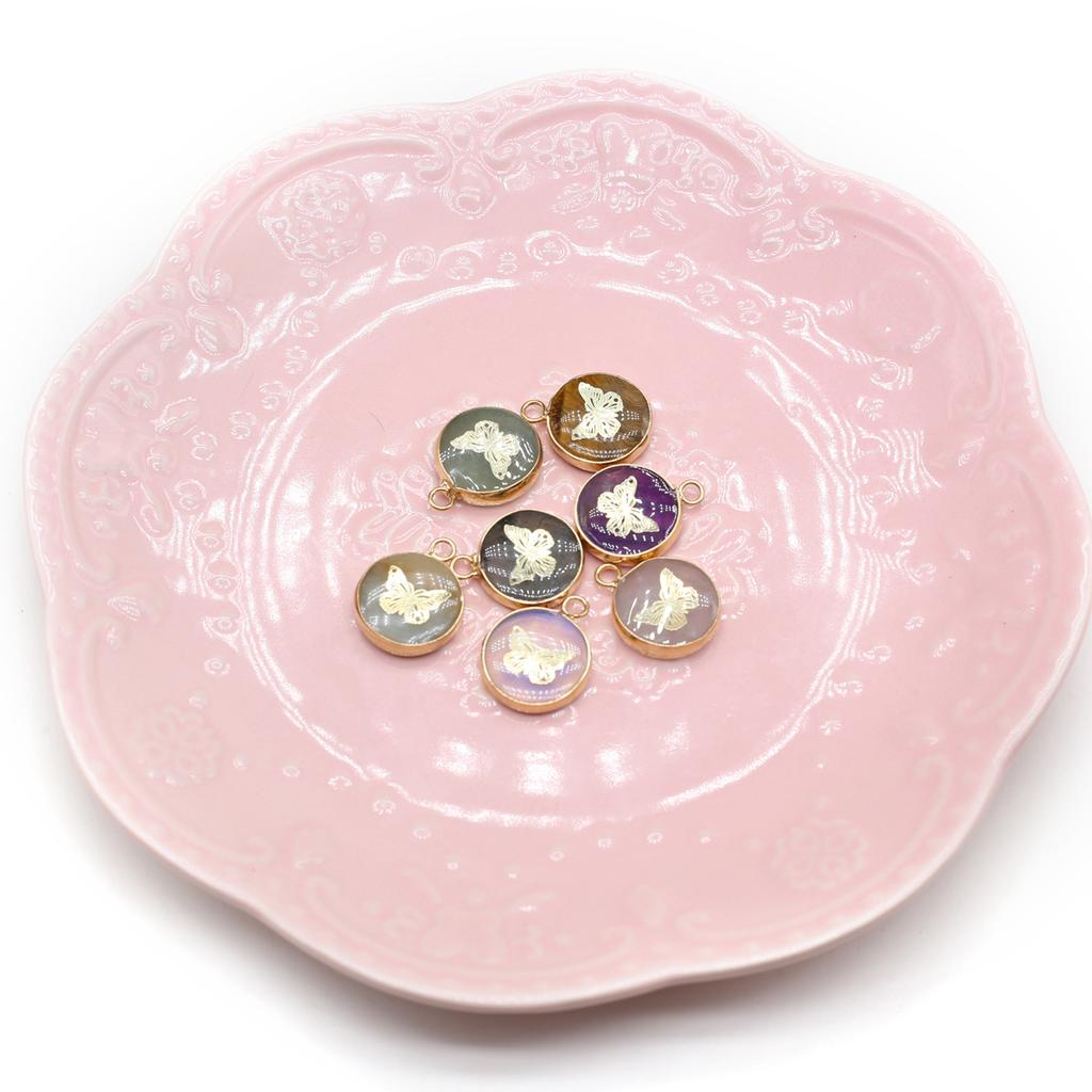 2Pcs Small Pendant Natural Stone Butterfly-Shaped Patter Pendant For Jewelry Making DIY Necklace Earrings Bracelet Accessory