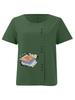 Women's Fashion Book Letter Pattern Print Round Neck Short Sleeve T-shirt Casual Cotton Linen Graphic Shirt Leisure Loose Summer Blouse Tops