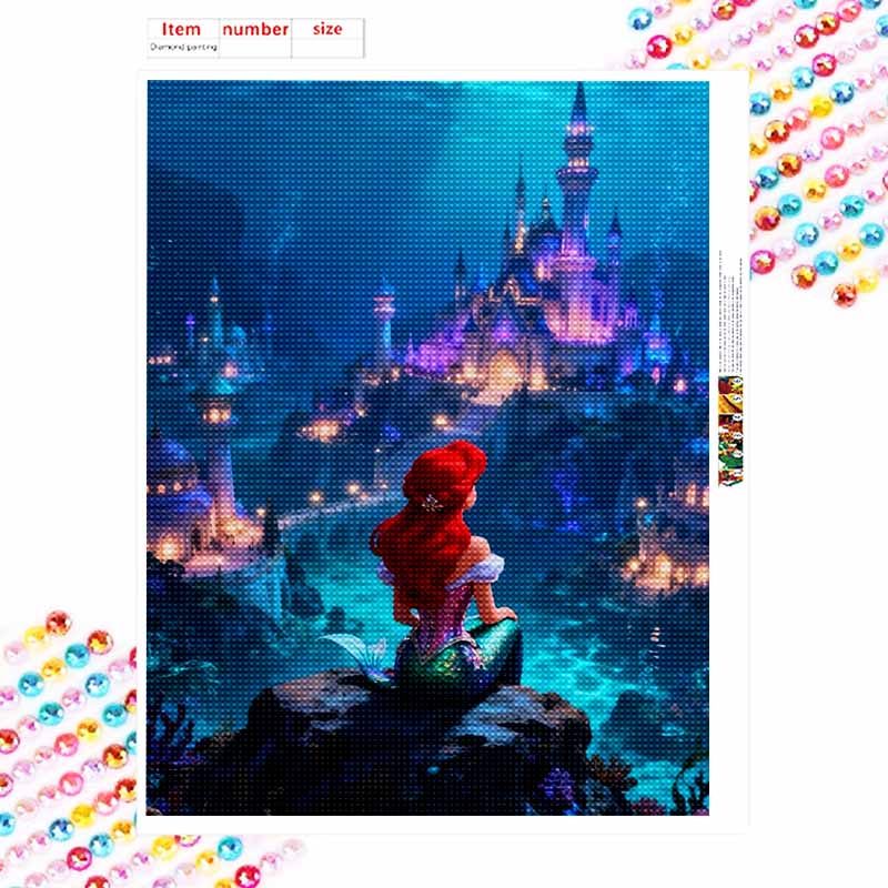 Disney Diamond Painting Kit Mermaid Ariel 5D Diamond Art Home Decor Creative Handmade Gift