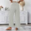 Women's Fashionable Striped Strap Pocket Elastic Waist Straight Leg Casual Pants