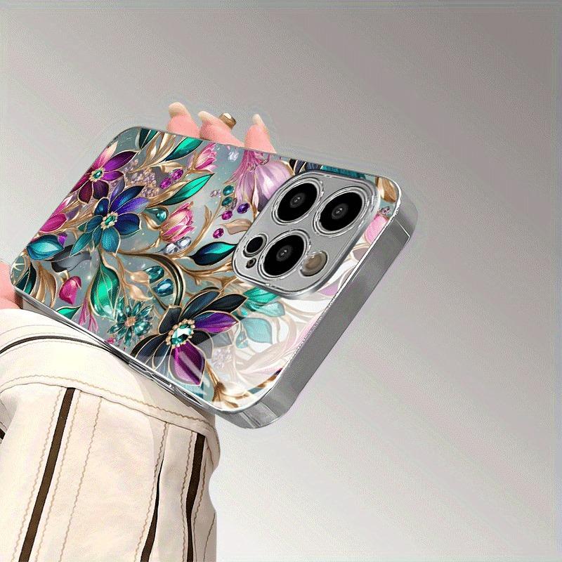 Luxus Buntes Blumenmuster Galvanisierte Handyhülle Für Samsung Galaxy S25 S24 S23 Ultra Plus FE Gehärtetes Glas Cover