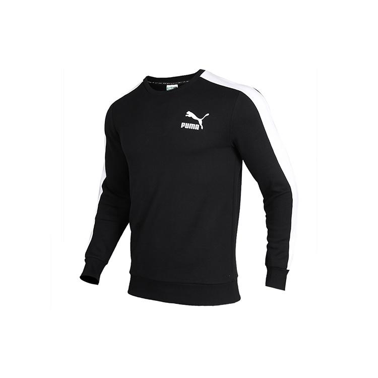 PUMA Iconic T7 Crew Fl Fleece Lined Round Neck Black Men s 595913-01 L