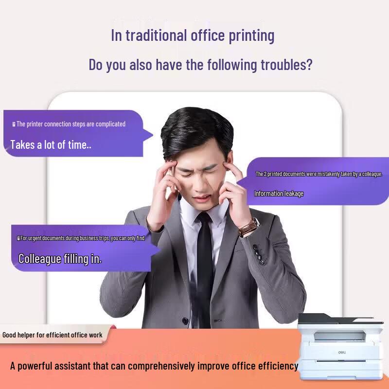 Deli M2500ADW A4 Black & White Multifunction Laser Printer CN plug (adapter included)
