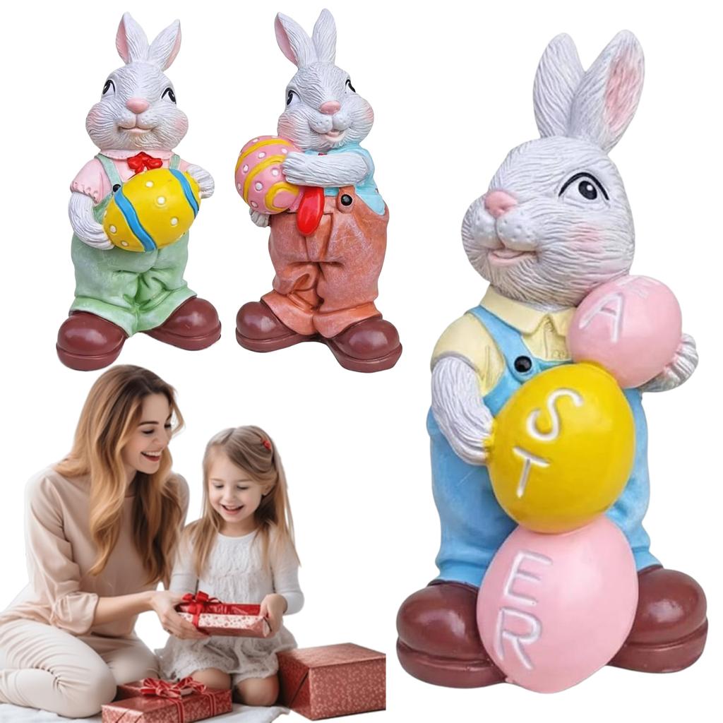 Easter Handcrafted Resin Figurines Colorful Spring Rabbit Decor for Home and Holiday Celebrations