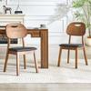 Set of 2 Dining Chairs with Oval Backrest, Modern Wooden Chairs with Carry Handle Design, Upholstered Kitchen Chairs, Chairs Only Without Table
