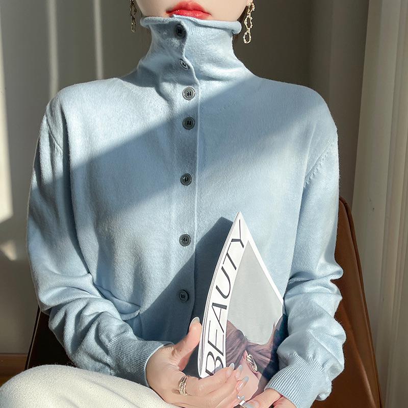 Women's Soft & Warm Solid Color Turtleneck Sweater - Loose Fit, Thick High Neck Top for Autumn & Winter
