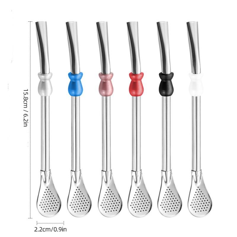 Hot Sale Reusable Straw Spoon Stainless Steel 304 Tea Filter Yerba Mate Bombilla Coffee Spoons Milk Drinking Kitchen Tools