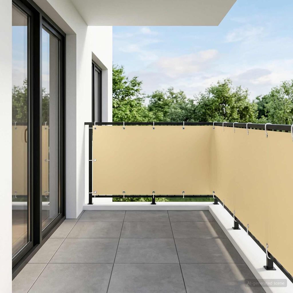 Balcony Privacy Screen 1.2 X 25 M Fabric with PU Coating Beige