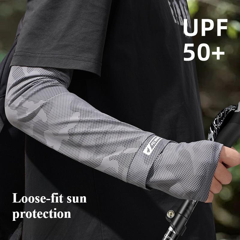 Men s Summer Sun Protection Ice Silk Arm Sleeves, Extended & Wide, Plus Size Loose Fit, Camouflage Sun Protection Ice Arm Sleeves