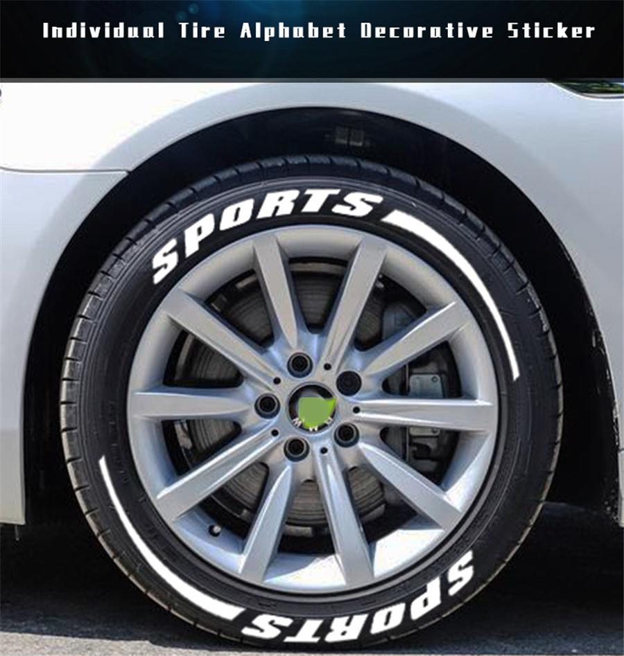 3D 8 Groups Sports Blade Night Reflective Permanent Tire Lettering Car Decals Decoration Stickers Kit Stickers for 4 Tires