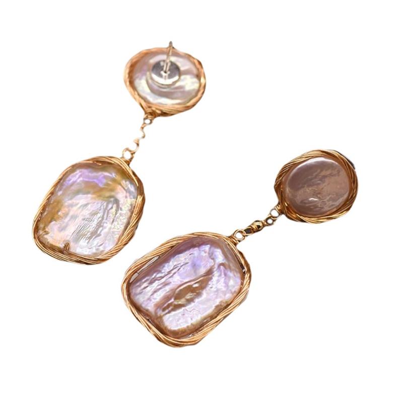 Circle Earrings New Vintage High Imitation Baroque Pearl Earrings Circle Earclip Women Jewelry Golden Punk Earrings 1