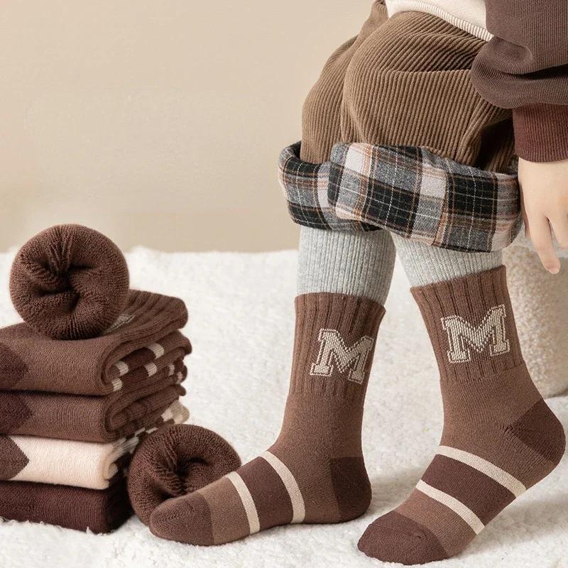 5 Pairs Kids Winter Thick Warm Terry Cotton Socks For Boys And Girls Age 1-12 Years Old