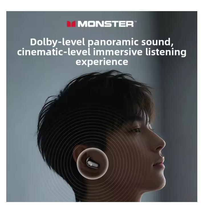 2025  New Monster MQT52 TWS Wireless Bluetooth 5.4 Headset HIFI Stereo Music Gaming Earphones Talking Noise Canceling Earbuds