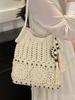 2025 Fashion Handmade Woven Straw Shoulder Tote - Beach Cutout Design