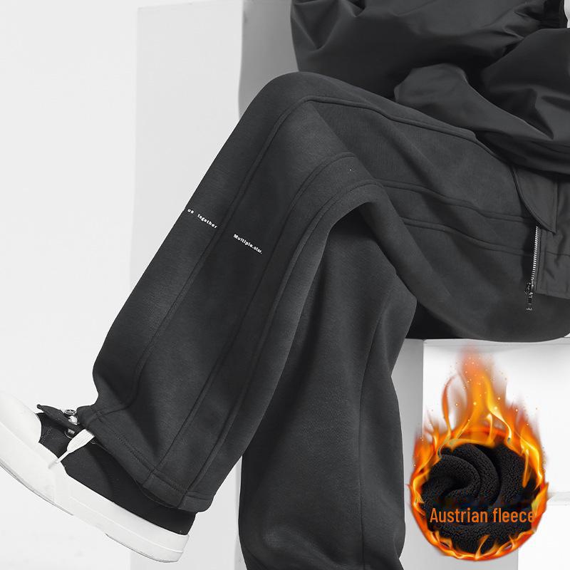 Men's American-Style Loose-Fit Wide-Leg Sweatpants for All Seasons