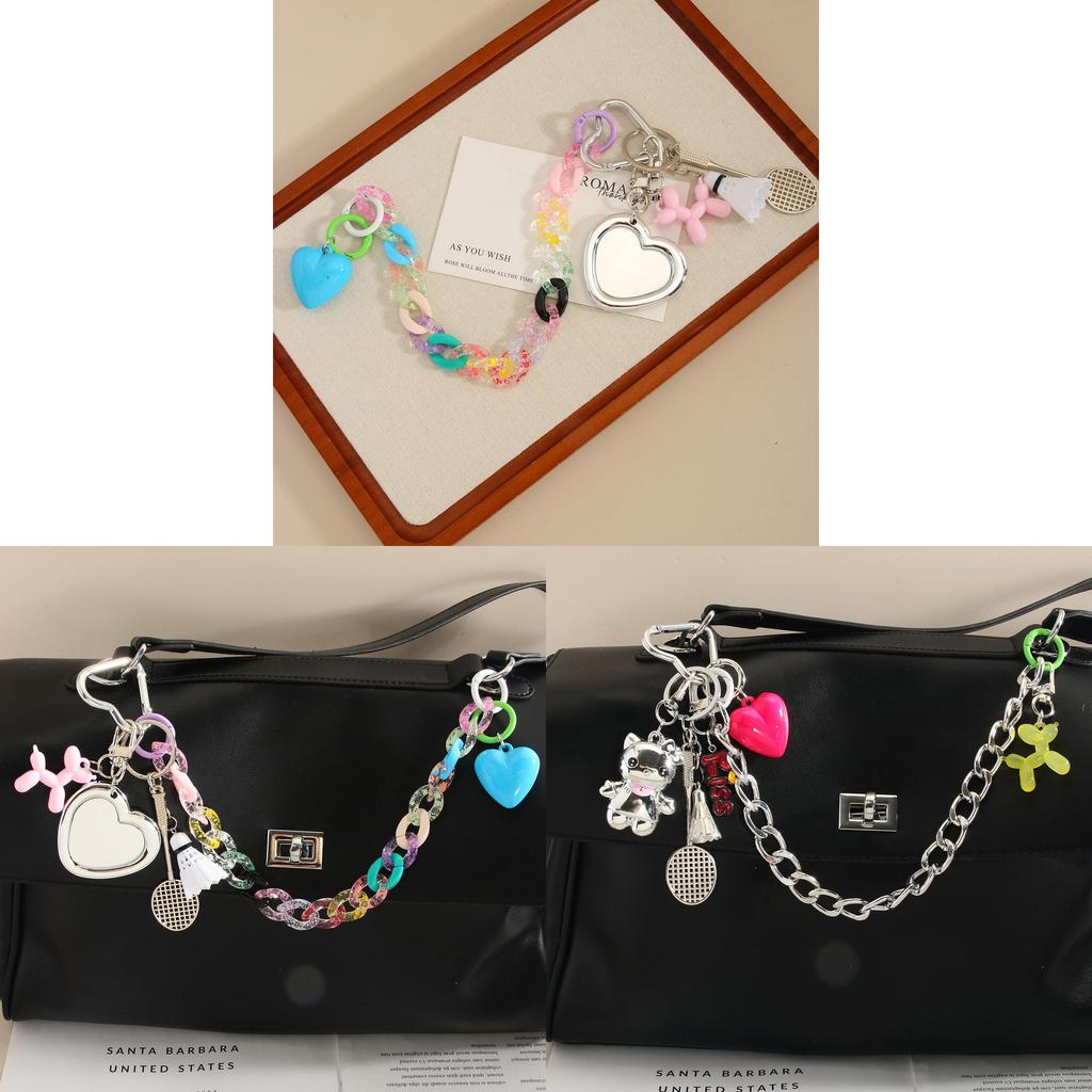 Cat Charm Bag Pendant With Feather Keychain For Fashion Accessories