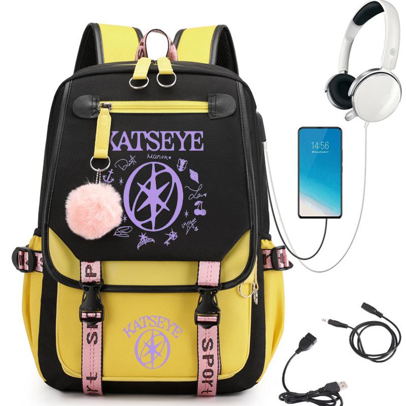 Batoh s potiskem dívčí skupiny s USB portem pro nabíjení Studentský aktovka 60627 Trendy