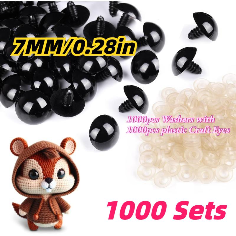 1000set Black Safety Eyes with Washers for Crochet Plush Dolls Stuffed Animals Teddy Bear Crochet Craft DIY Doll Plastic Eyeball