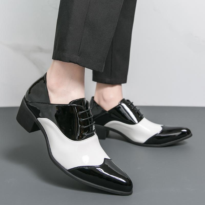 Men Pointed Toe Two Color Patent