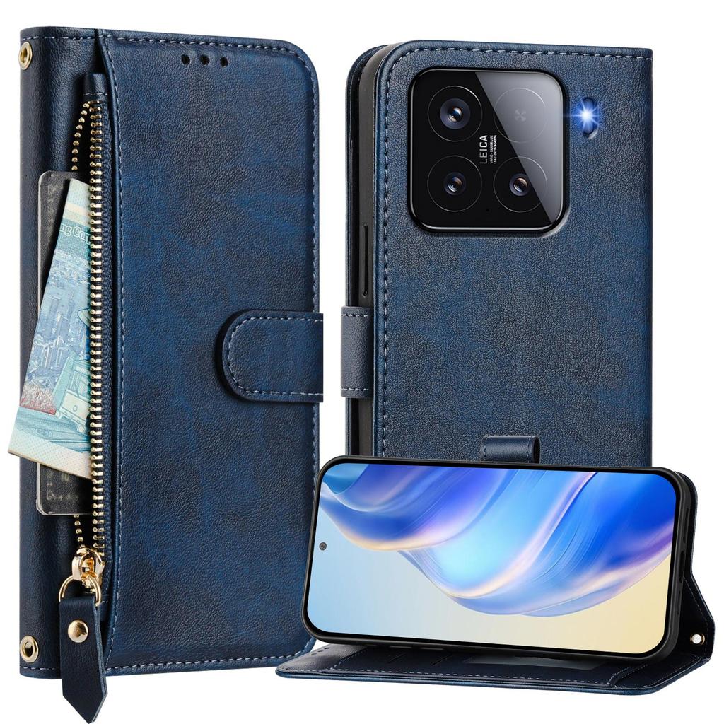 Luxury Strap Zipper Leather Flip Wallet Phone Case with Stand Card Holder for Xiaomi 17 15 14 Pro 13 12 Lite 11T 11 10T