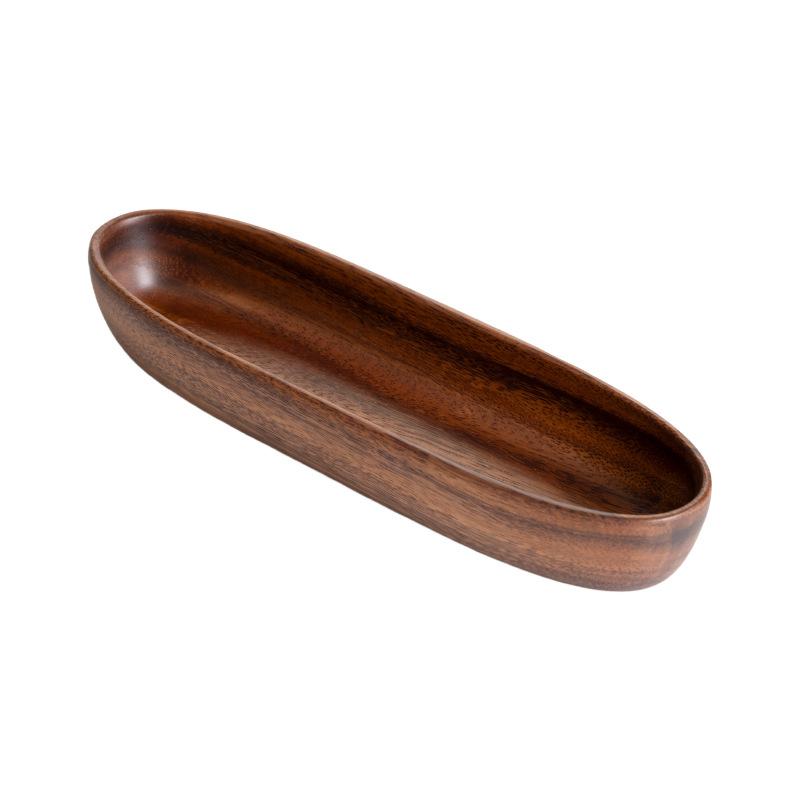 Walnut Boat Shaped Bowl Kimchi Wooden Bowl Handmade Dessert Fruit Plate Home Retro Tableware Fruit Salad Bowl