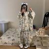 Women's Sweet Pure Cotton Pajama Set - Round Neck, Long Sleeve, Long Pants, Comfortable Home Wear for Spring & Autumn
