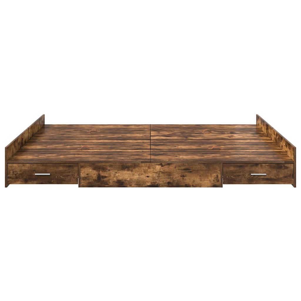 Storage Bed Frame Smoked Oak 200 x 200 cm