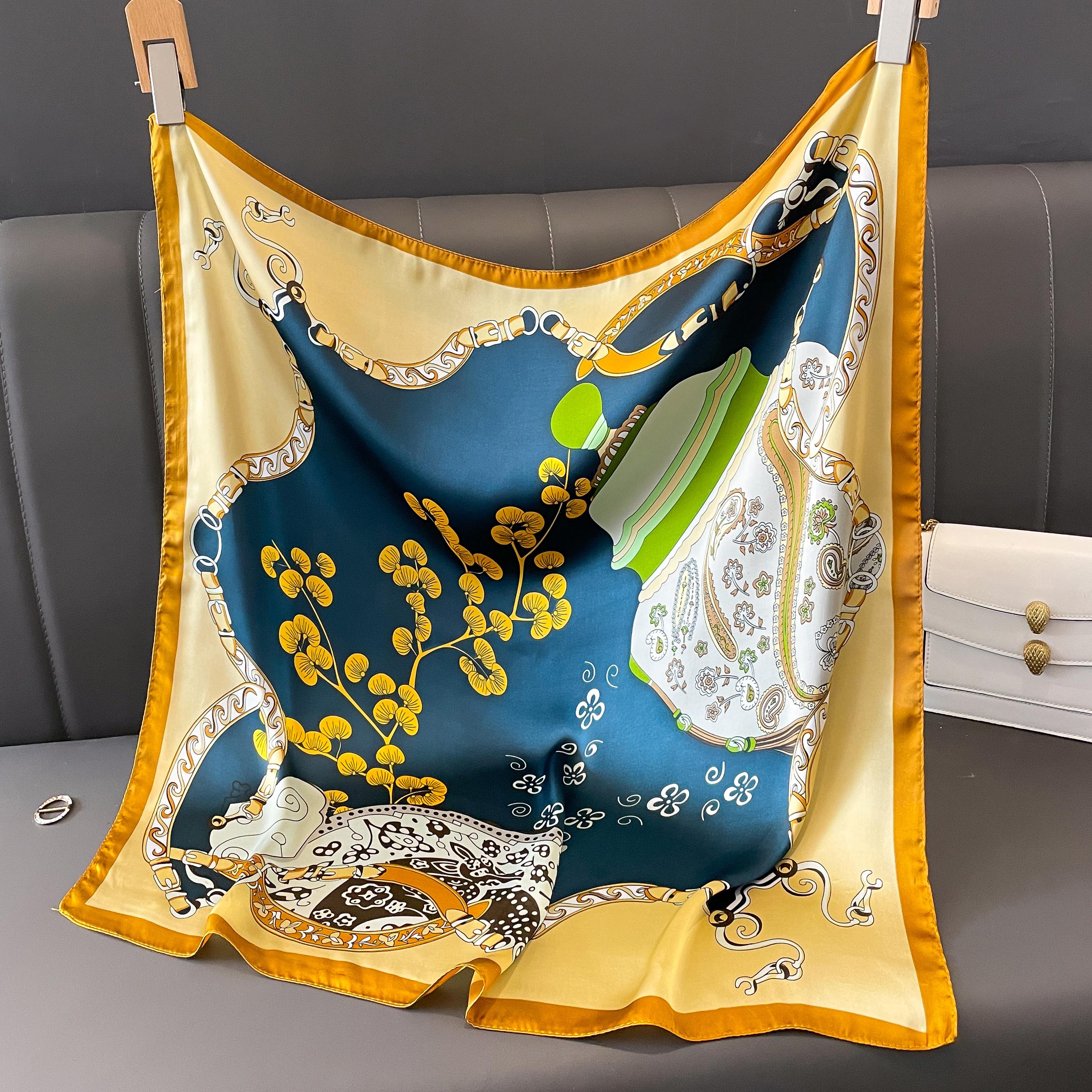 

Новый роскошный дизайн 70*70 см шелковый квадратный шарф с принтом лошади женский мягкий атласный ободок для волос шейный платок офисный хиджаб повязка на голову