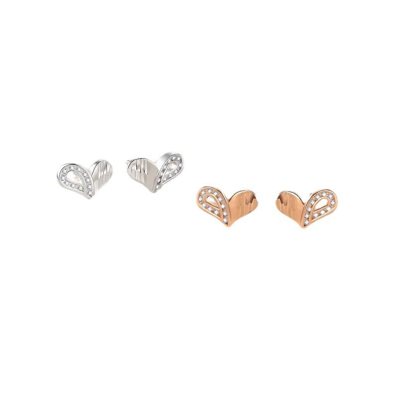 Love Zircon Stud Earrings Women's Personality Temperament Versatile Earrings Summer Xiaoxiangfeng Earrings