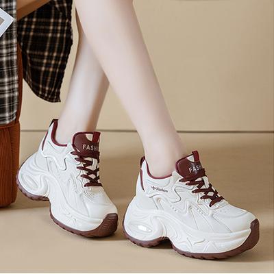 Scarpe Bianche in Vera Pelle Donna Sneakers alla Moda Traspiranti Scarpe con Zeppa Piattaforma Marca Donna Aumento Altezza 9cm