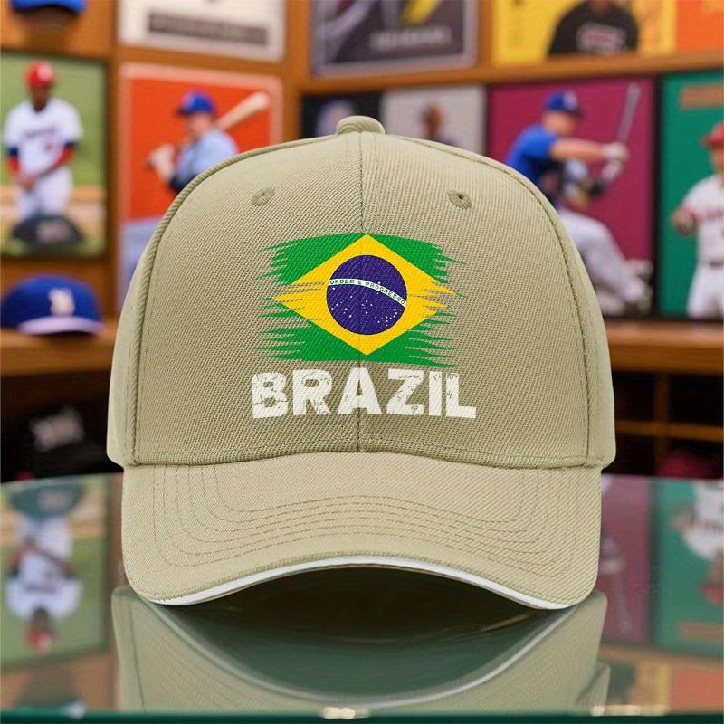 Brazil Flag Brush Stroke Baseball Cap Unisex Polyester Adjustable Outdoor Sports Cap