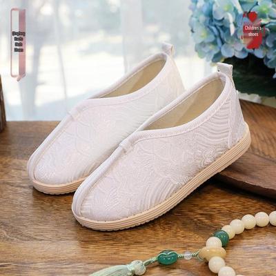 Sapatos de Tecido Bordados Estilo Hanfu para Meninos - Design Chinês Antigo, Feitos à Mão para Crianças