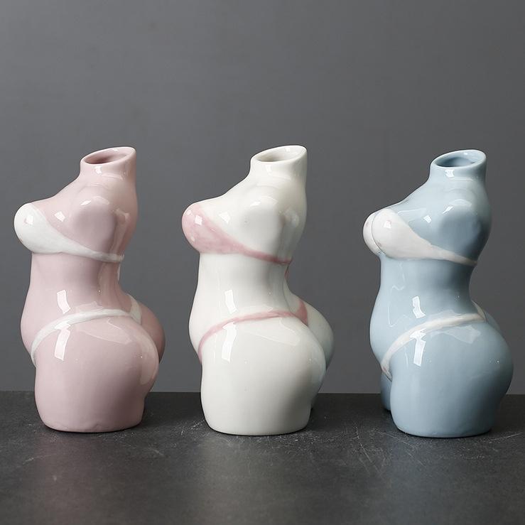 Creative Body Vase Indoor Home Decoration Ornaments Ceramic Hydroponic Vase Plant Pot Gardening Supplies