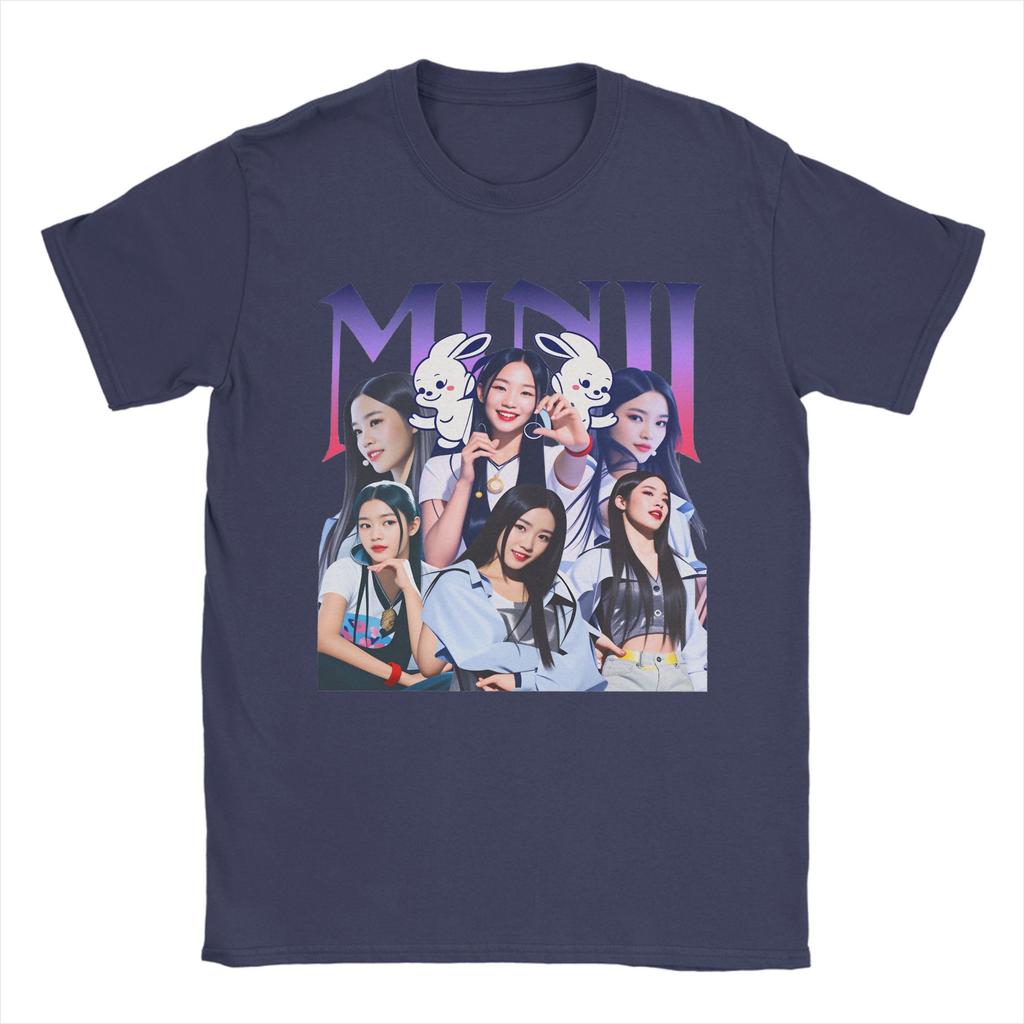Minji TShirt Summer Kpop Music Fans Trendy Cool T Shirts Couple Pure Cotton Crew Neck Oversize Tees Short Sleeve Vintage Tshirt