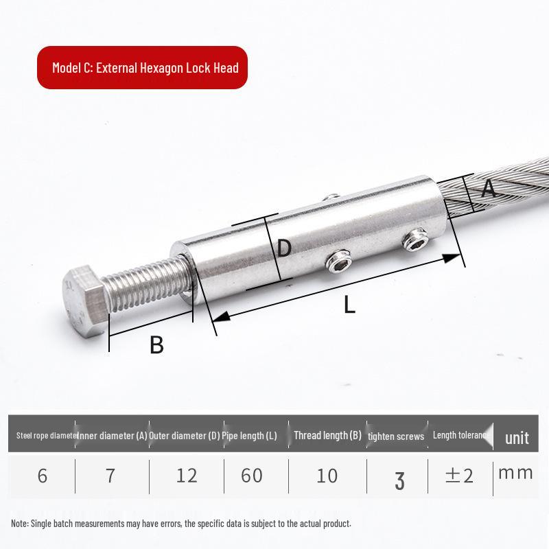 Tirante per Recinzione in Corda Metallica di Acciaio Inossidabile con Fibbia di Bloccaggio e Ghiera