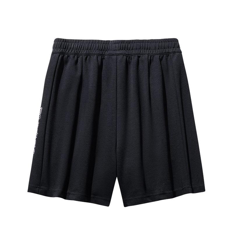 Anta Comfortable Simple Versatile Loose Letter Mid Waist Casual Shorts Women shorts Basic-Black 162528301-1