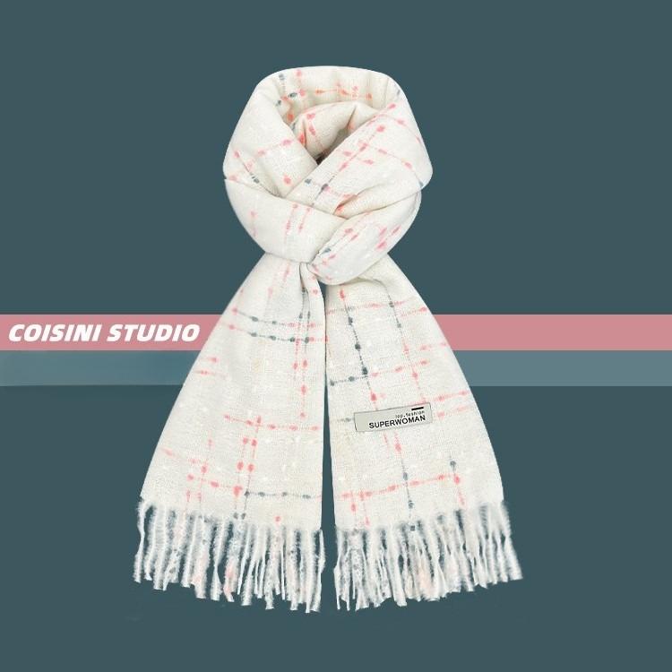 

Korean Version of The New Atmosphere Imitation Cashmere Color Thread Tassel Scarf Women s Winter Warm Versatile Shawl Dual Purpose Scarf Trendy 65*200cm