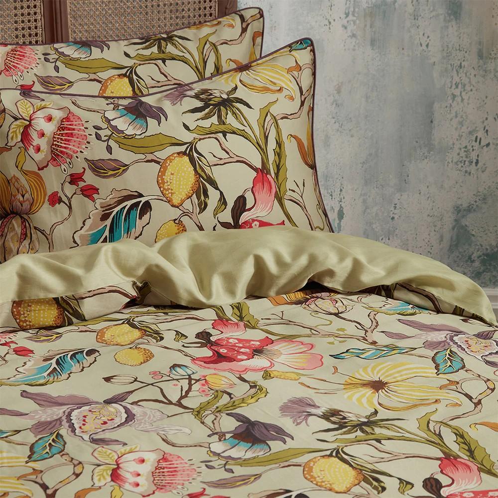 EW By Edinburgh Weavers Morton Contrast Piping Sateen Floral Duvet Cover Set