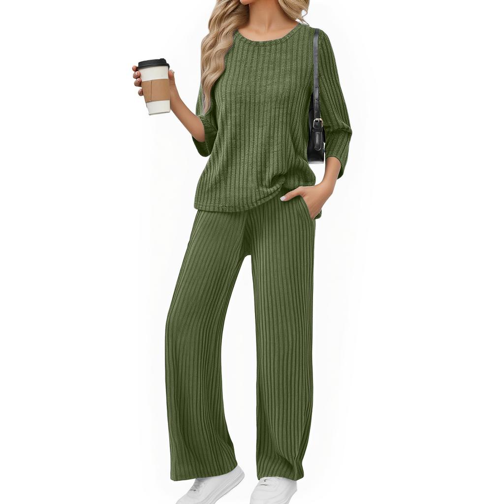 Women's Casual Fashion Comfortable Tops And Pants Home Pajamas Set
