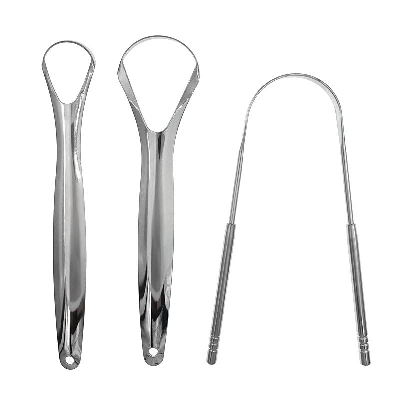 Raschietto per lingua portatile a strato singolo/doppio, spazzolino orale riutilizzabile in acciaio inossidabile, custodia con impugnatura antiscivolo, raschietto per lingua