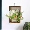 Artificial Hanging Flowers with Wooden Frame Silk Arrangement Decor Suitable for Window Balcony Gift