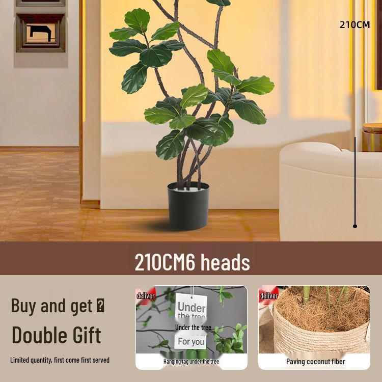 Large Potted Fiddle-Leaf Fig: Luxury Faux Green Plant for Living Room Decor