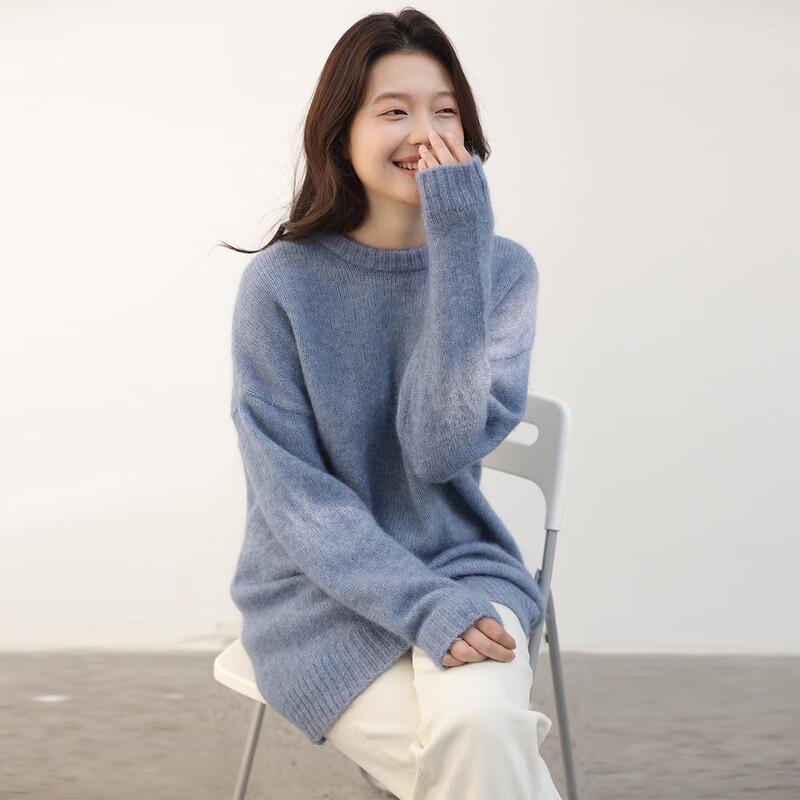 Snuofde Women's Relaxed Fit Round Neck Knit Sweater