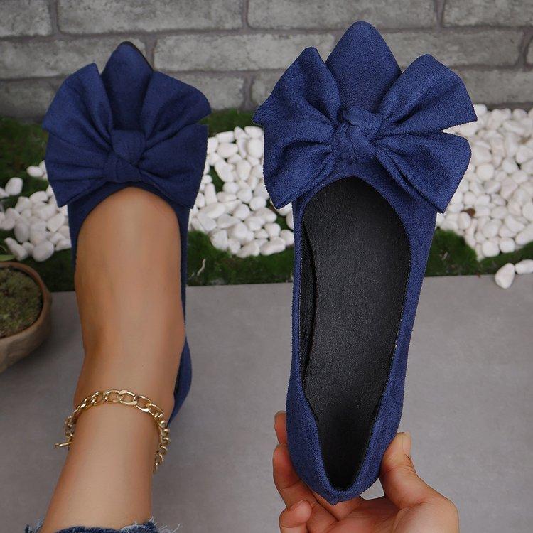 Women Flats Bow Pointed Toe Shoes Female Suede Walking Dress Shoes Spring Fashion Casual Sandals Shallow Zapatillas Mujer